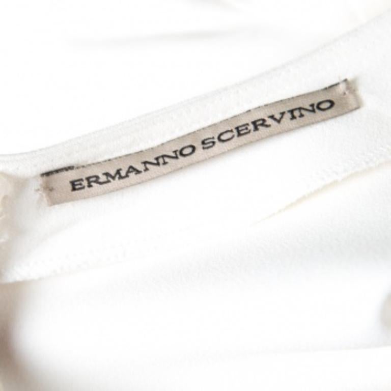 De las mujeres Ermanno Scervino Blanco roto Top de manga larga con detalle de encaje floral S en venta