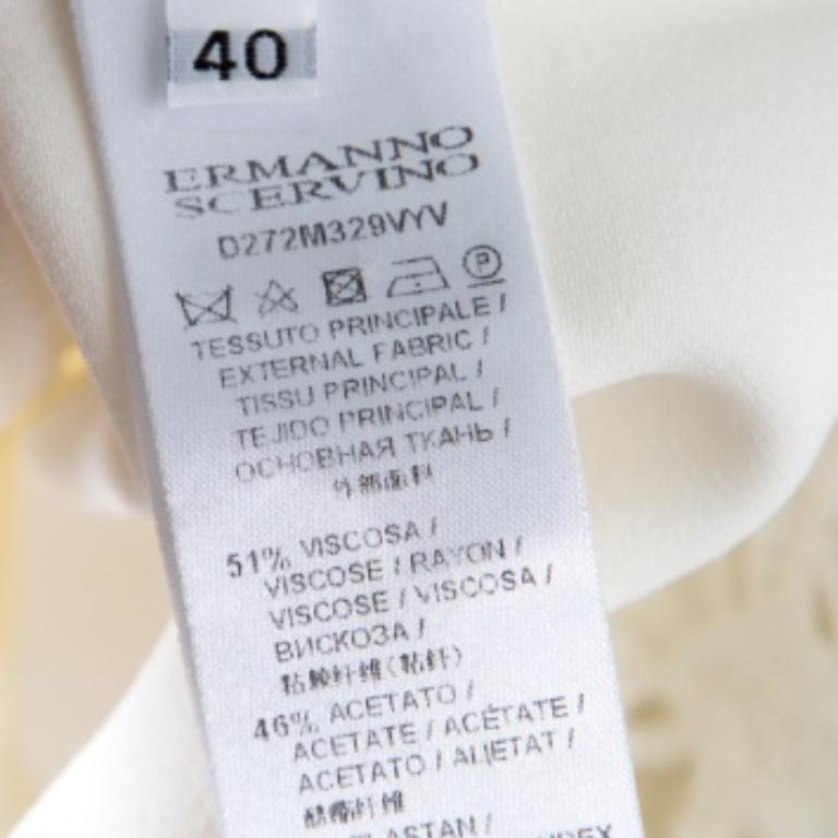 Ermanno Scervino Blanco roto Top de manga larga con detalle de encaje floral S en venta 1