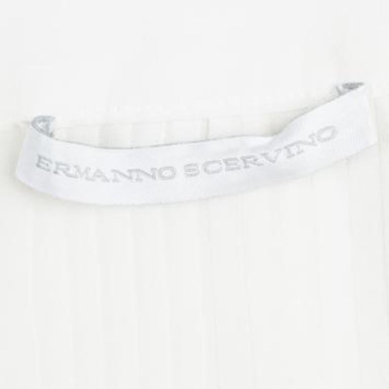Ermanno Scervino - Tunique à manches longues en soie blanc cassé avec détails plissés S Pour femmes en vente