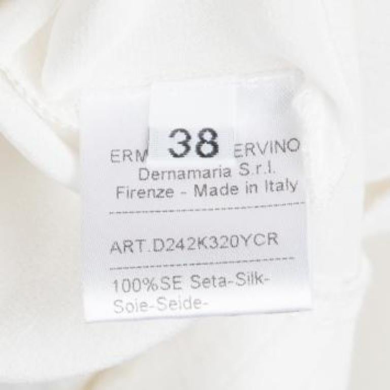 Ermanno Scervino - Tunique à manches longues en soie blanc cassé avec détails plissés S en vente 1