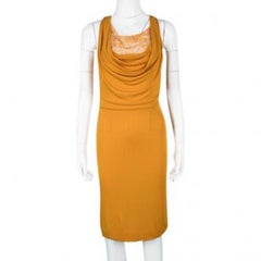 Ermanno Scervino Orange Lace Insert Cowl Neck Detail Sleeveless Dress M