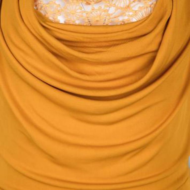 Ermanno Scervino Orange Spitzeneinsatz Kuhfellausschnitt Detail ärmelloses Kleid M im Zustand „Gut“ im Angebot in Dubai, Al Qouz 2