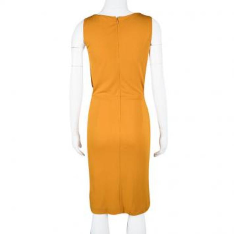Ermanno Scervino Orange Spitzeneinsatz Kuhfellausschnitt Detail ärmelloses Kleid M Damen im Angebot