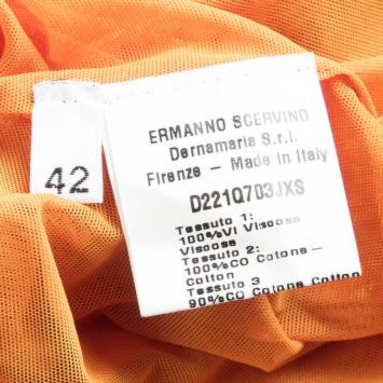 Ermanno Scervino Orange Spitzeneinsatz Kuhfellausschnitt Detail ärmelloses Kleid M im Angebot 2