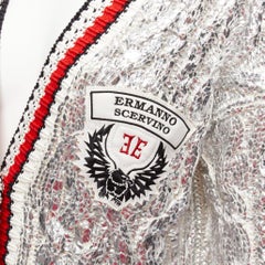 ERMANNO SCERVINO Over Sweatshirt silver foil cotton cable knit cardigan S