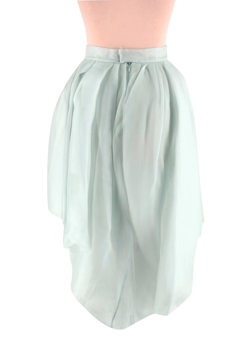 Gray Ermanno Scervino Pastel Green Silk Tulle Asymmetric Ball Skirt For Sale