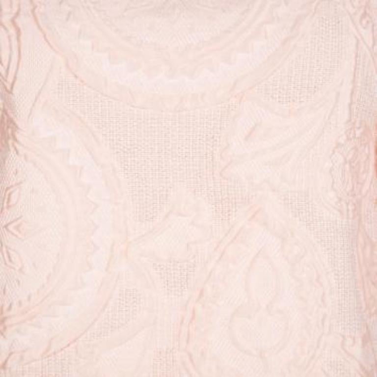 Beige Ermanno Scervino Peach Ombre Embossed Jacquard Ruffled Bottom Sleeveless Dress M en vente
