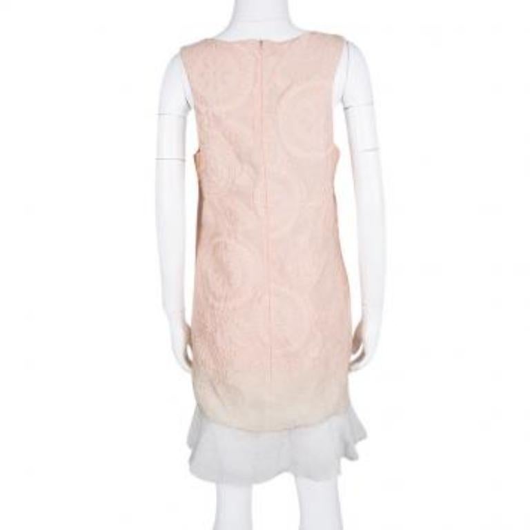 Ermanno Scervino Peach Ombre Embossed Jacquard Ruffled Bottom Sleeveless Dress M Bon état - En vente à Dubai, Al Qouz 2