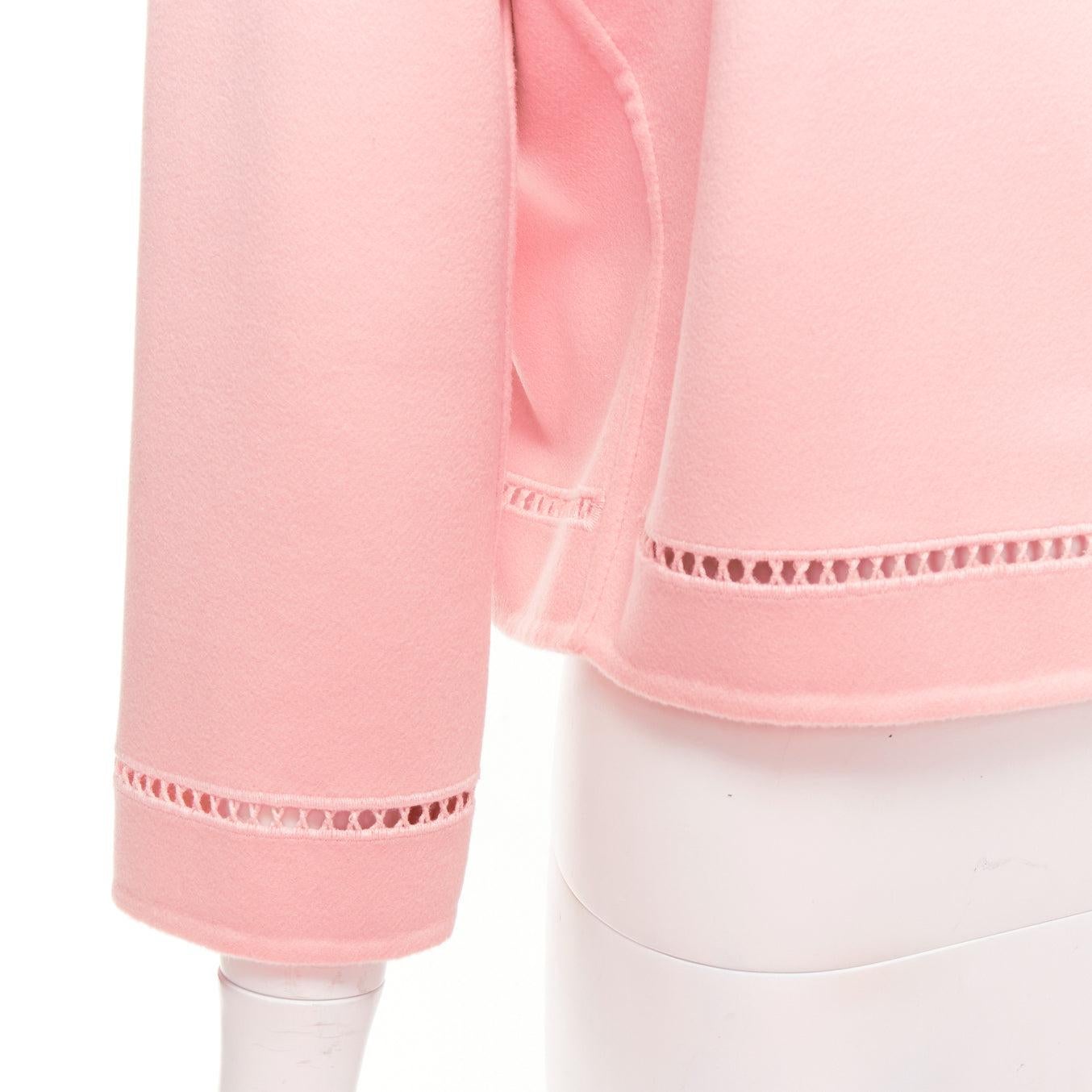 ERMANNO SCERVINO pink 100% virgin wool eyelet trim shell button jacket IT42 M
Reference: LACG/A00420
Brand: Ermanno Scervino
Material: Virgin Wool
Color: Pink
Pattern: Solid
Closure: Button
Lining: Pink Wool
Made in: Italy

CONDITION:
Condition:
