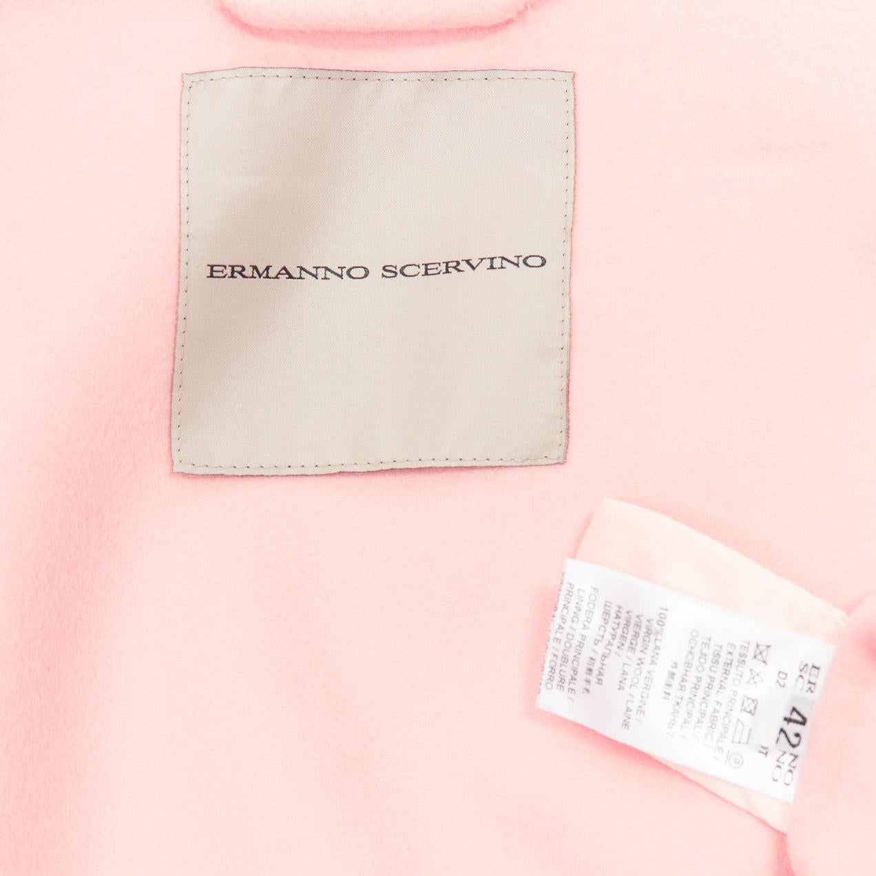 ERMANNO SCERVINO pink 100% virgin wool eyelet trim shell button jacket IT42 M For Sale 3