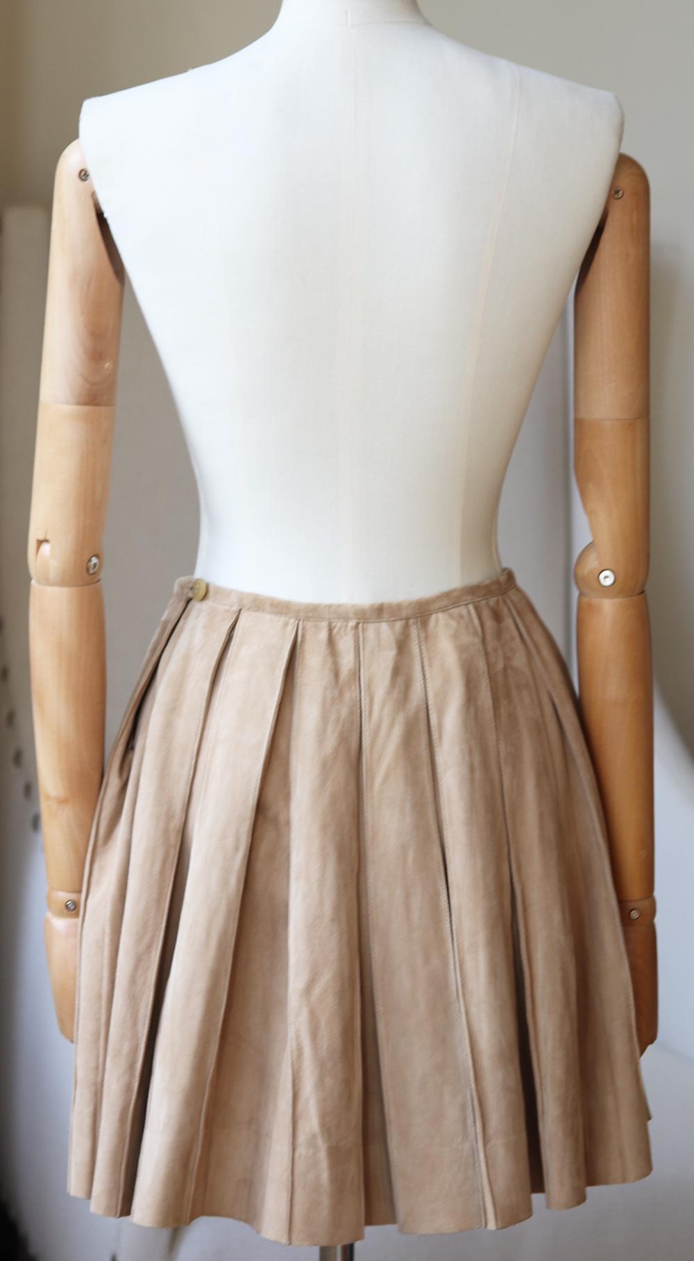 pleated suede skirt