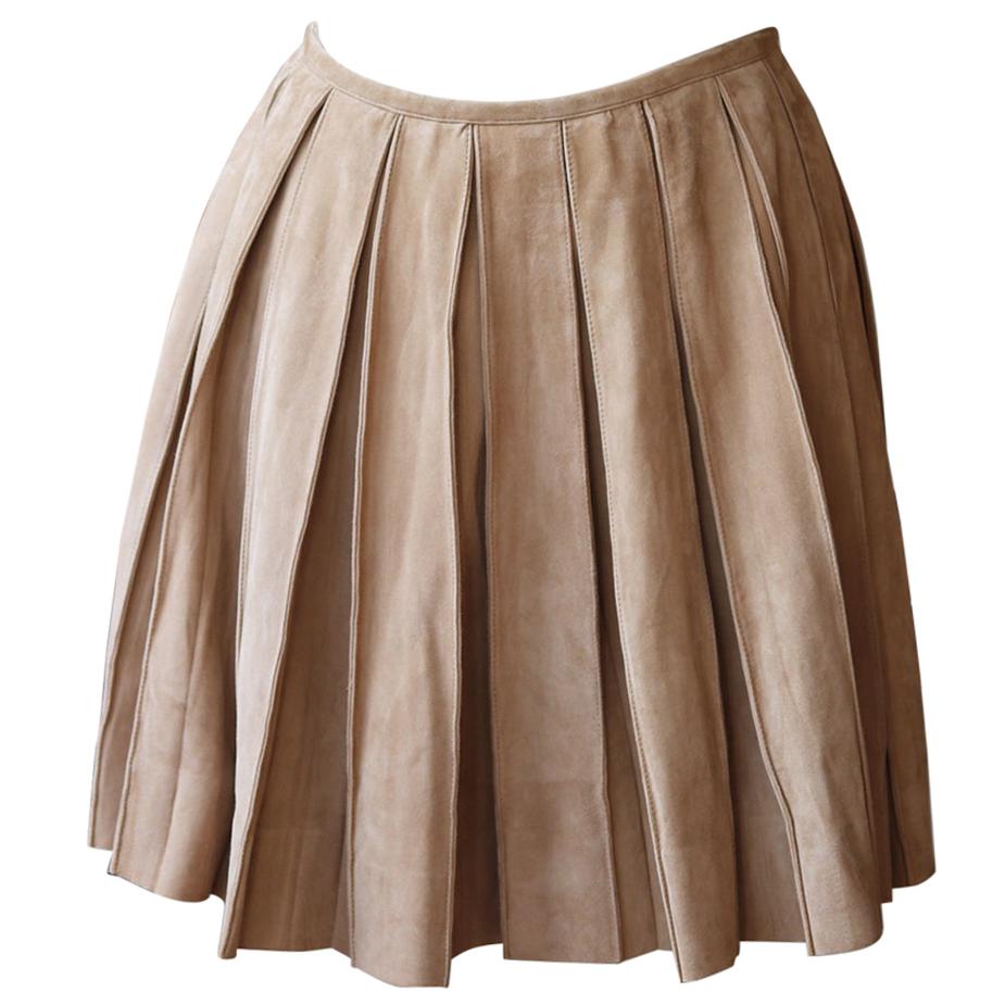 Ermanno Scervino Pleated Suede Mini Skirt 