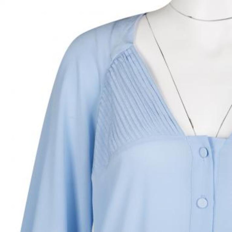 Langärmlige Tunika von Ermanno Scervino aus pulverblauer Seide mit Pintuck-Details M im Angebot 1