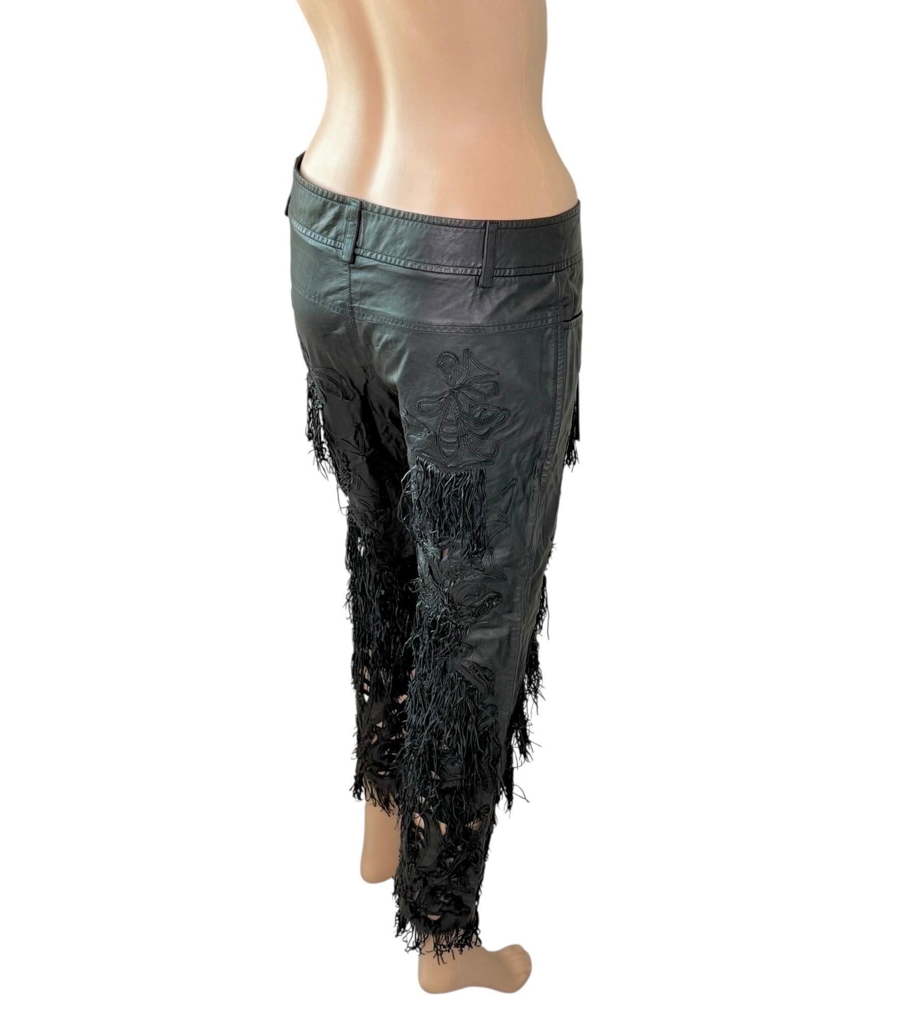 Ermanno Scervino S/S 2009 Pasarela Pantalones de piel con recorte de flecos sin usar en venta 7