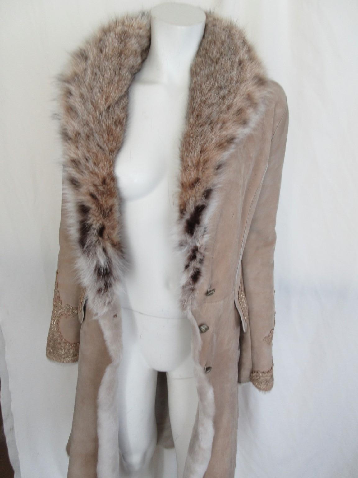 Ermanno Scervino Shearling Coat with Lynx fur For Sale 8
