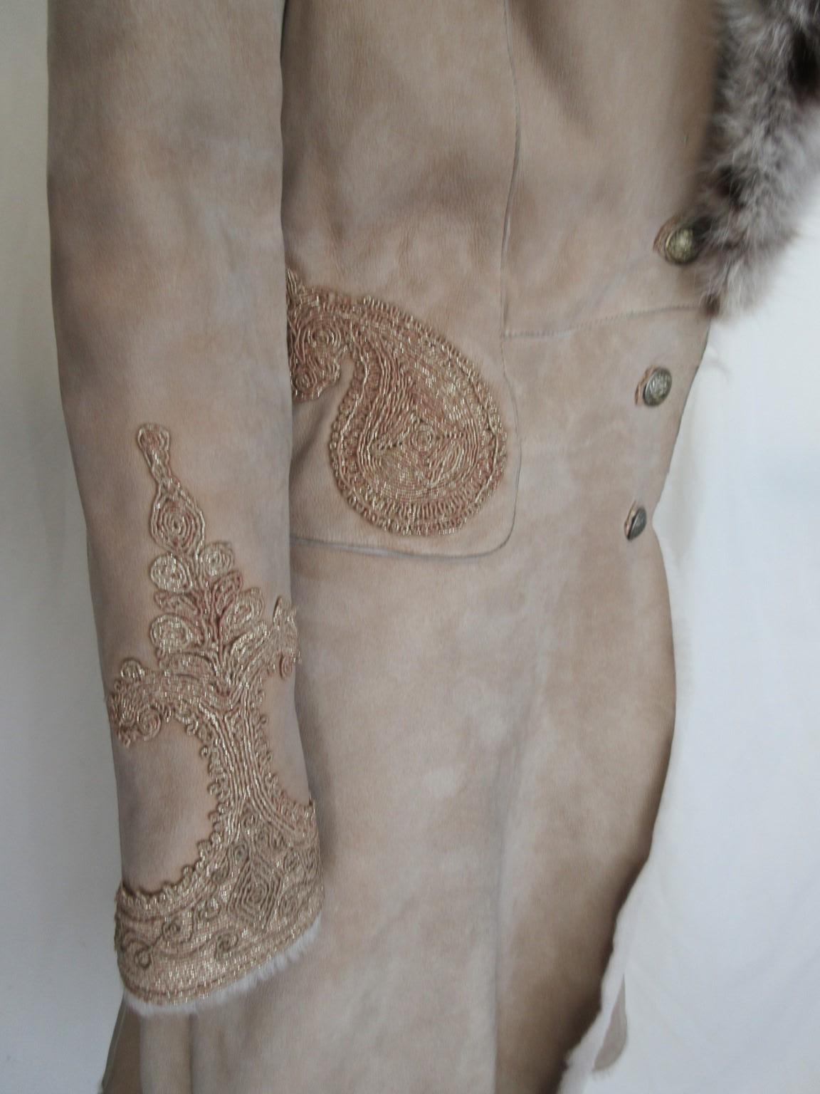 Ermanno Scervino Shearling Coat with Lynx fur For Sale 9