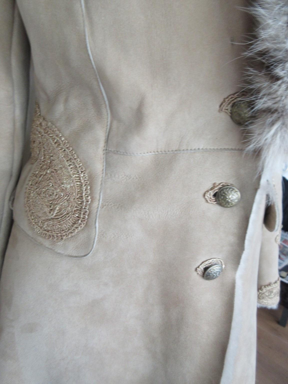 Ermanno Scervino Shearling Coat with Lynx fur In Fair Condition For Sale In Amsterdam, NL