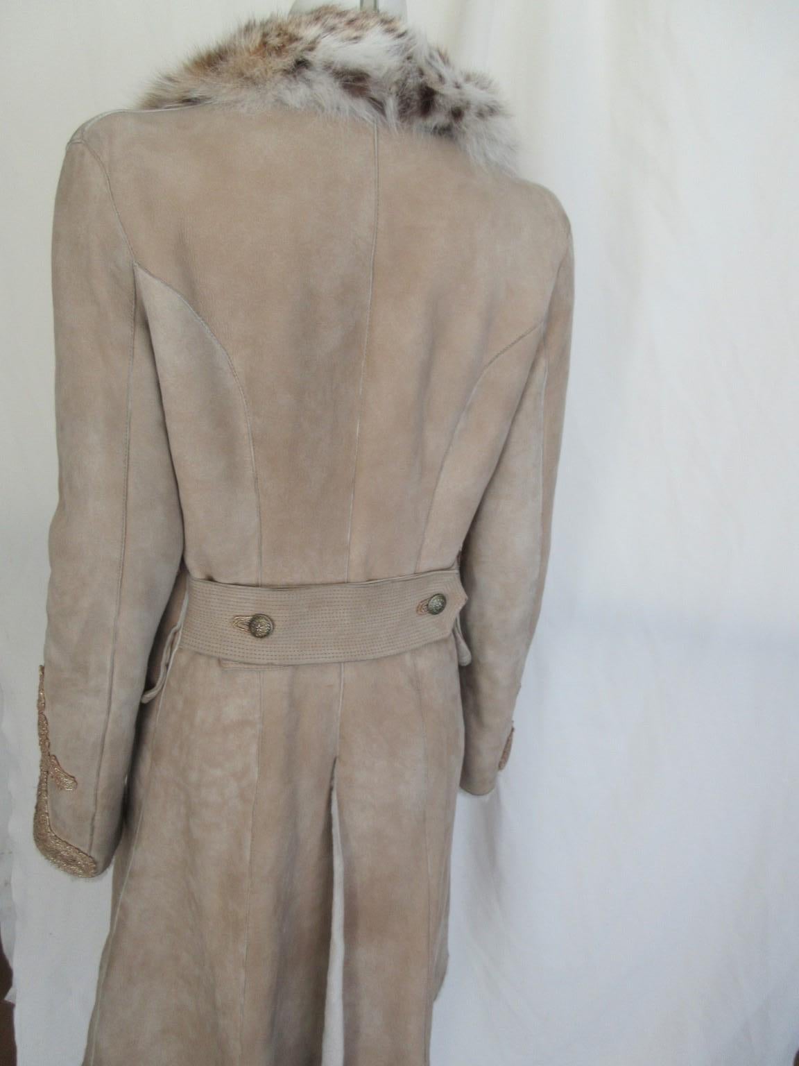 Ermanno Scervino Shearling Coat with Lynx fur For Sale 1