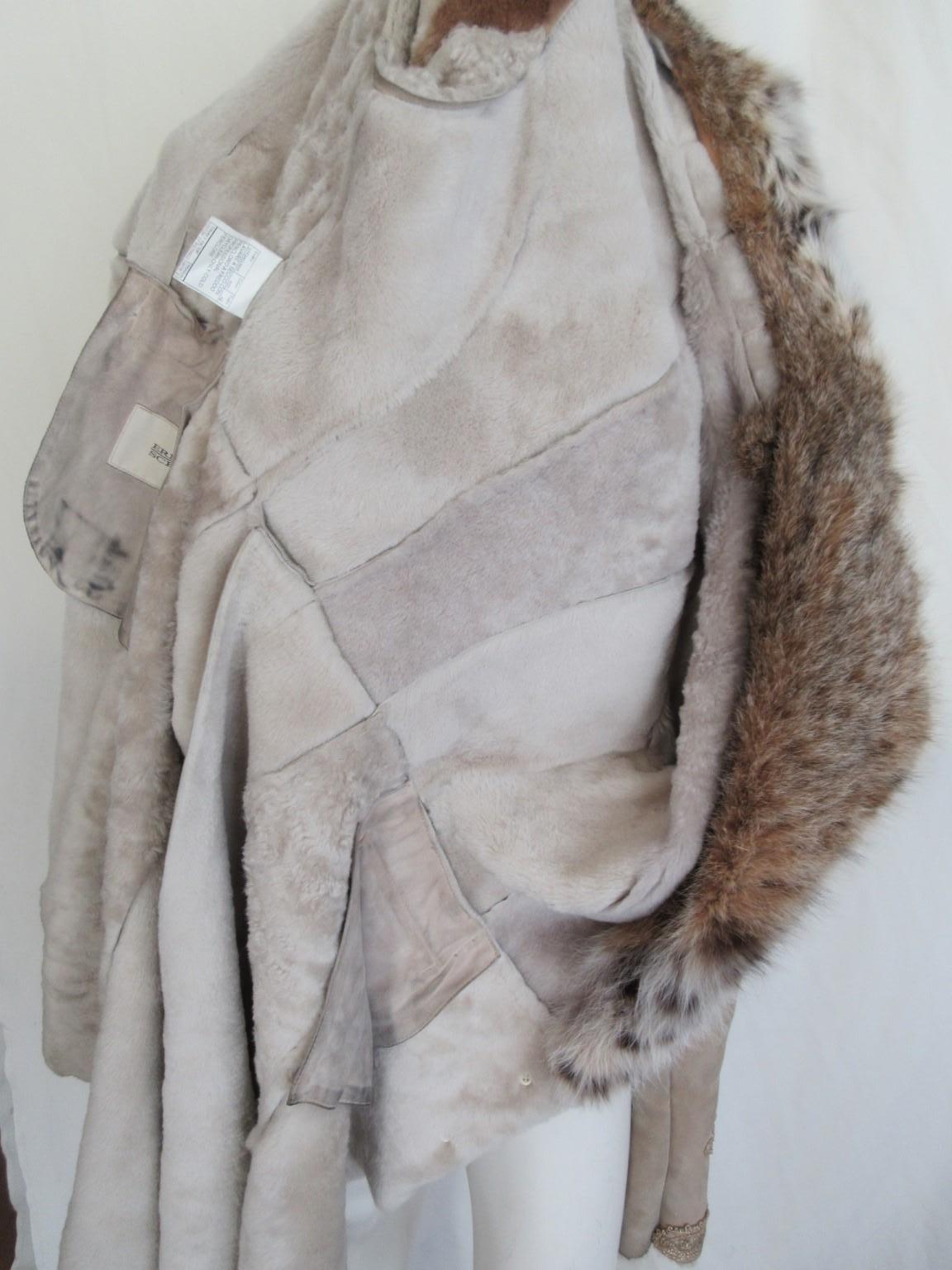 Ermanno Scervino Shearling Coat with Lynx fur For Sale 4