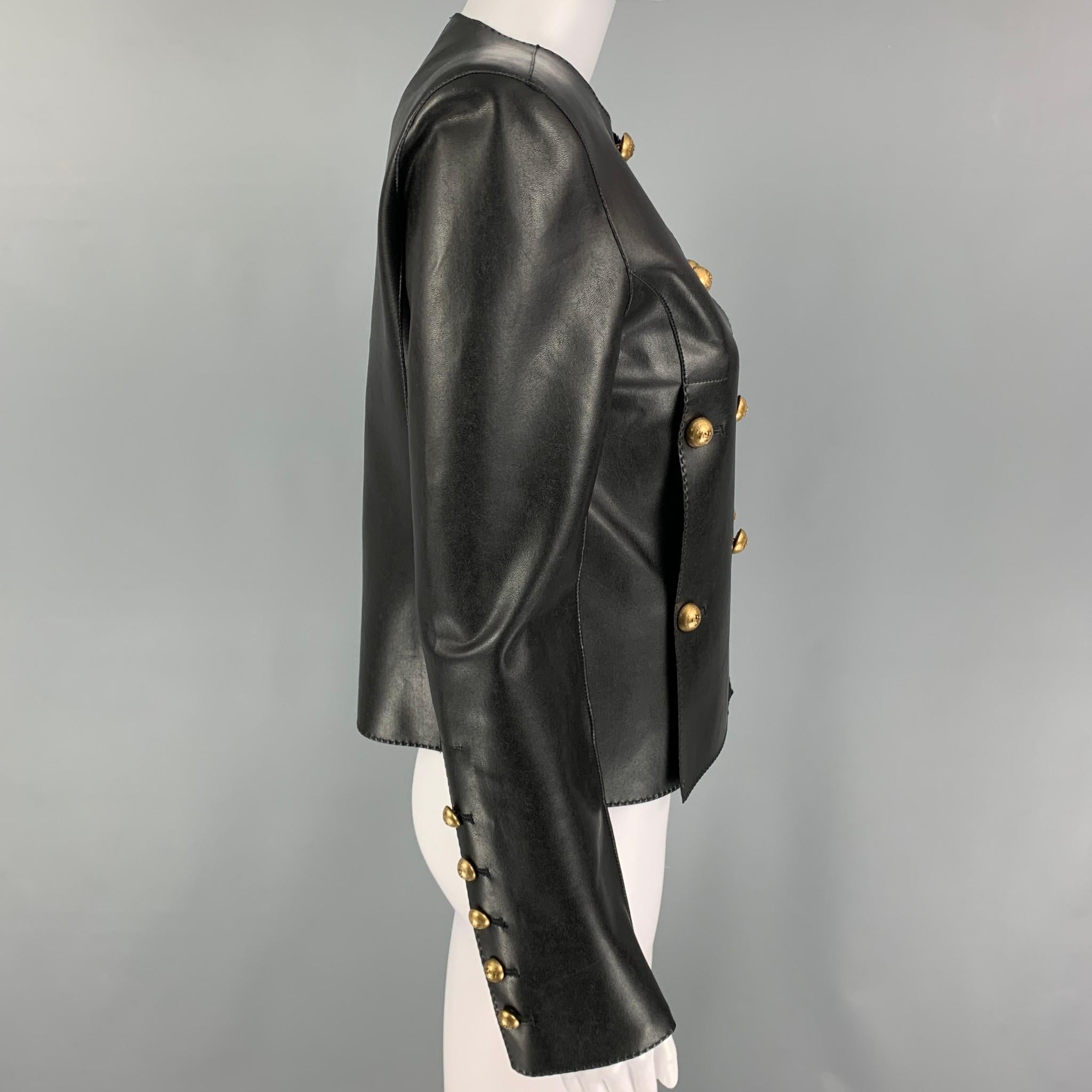 ERMANNO SCERVINO Size 2 Black Polyamide Faux Leather Jacket In New Condition In San Francisco, CA