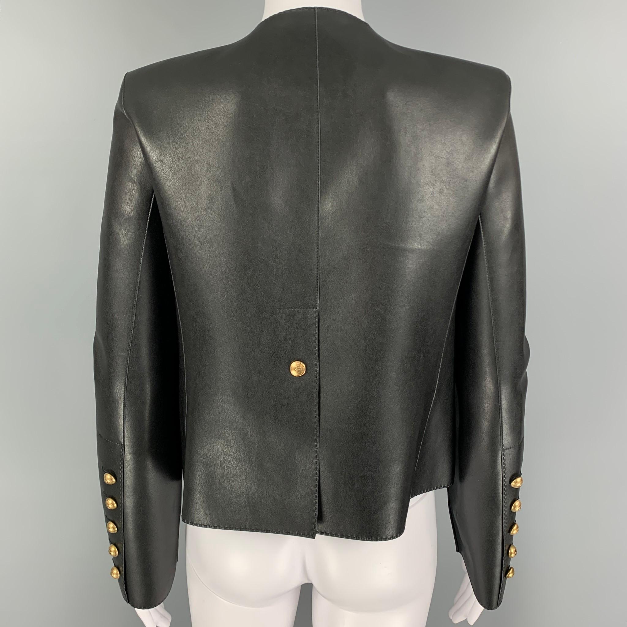 Women's ERMANNO SCERVINO Size 2 Black Polyamide Faux Leather Jacket