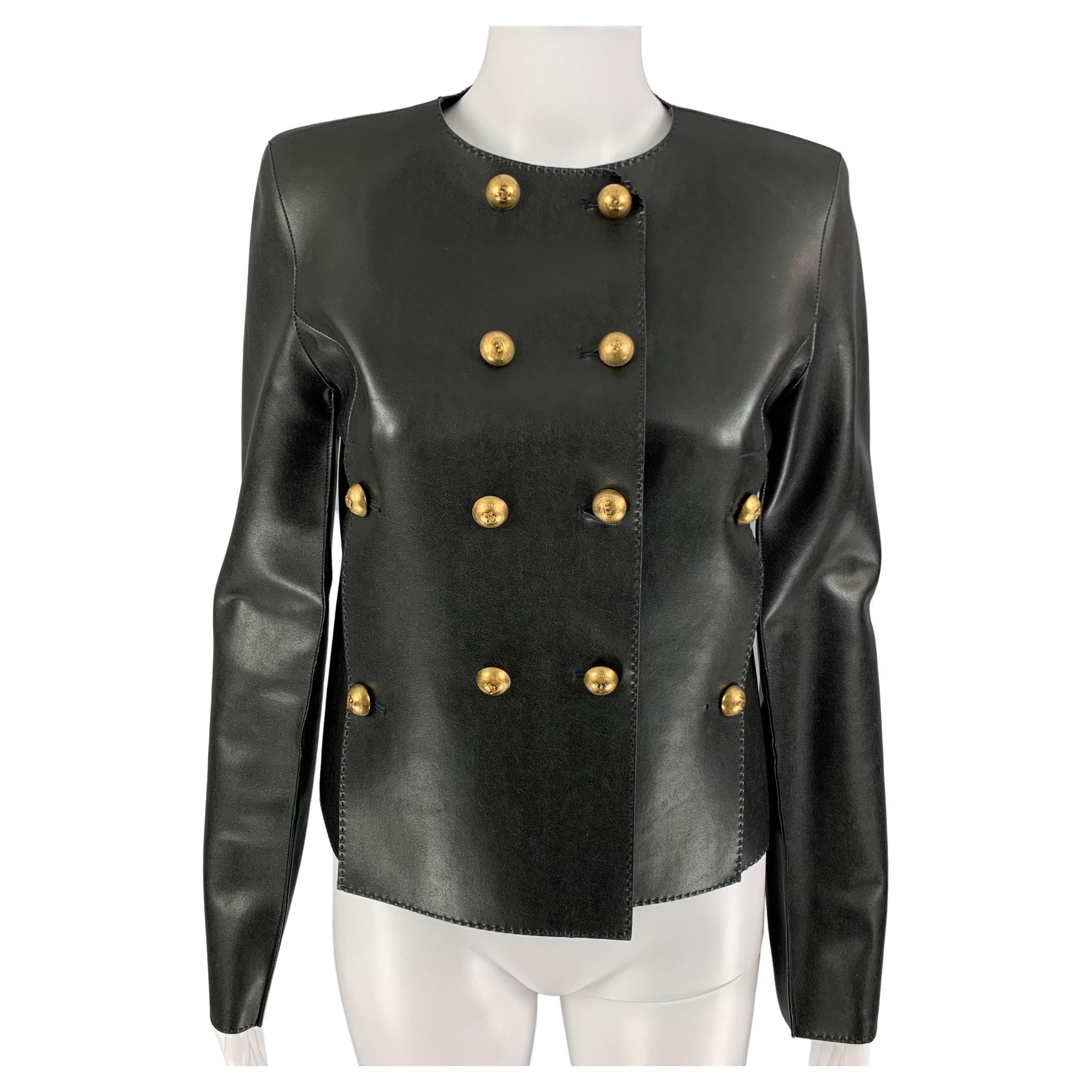 ERMANNO SCERVINO Size 2 Black Polyamide Faux Leather Jacket