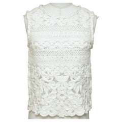 ERMANNO SCERVINO Top White Lace Sleeveless Crew Neck Pullover Sz 40 - Picture 2