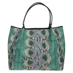 Used Ermanno Scervino Tote Bag in Python-style Green Canvas