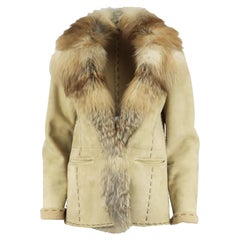Ermanno Scervino Vintage Fur Trimmed Suede Jacket Small