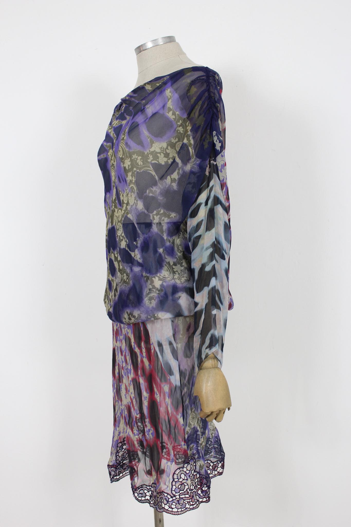  Ermanno Scervino - Robe de soirée à fleurs en soie violette, années 2000 Pour femmes 