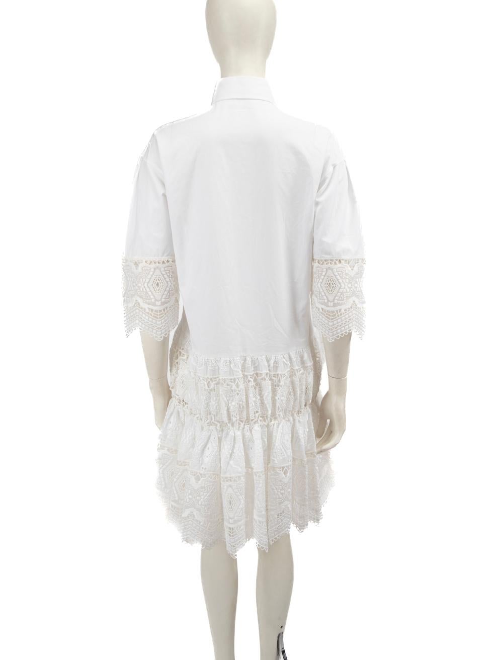 Grigio Ermanno Scervino White Broderie Anglaise Shirt Dress Taglia S.