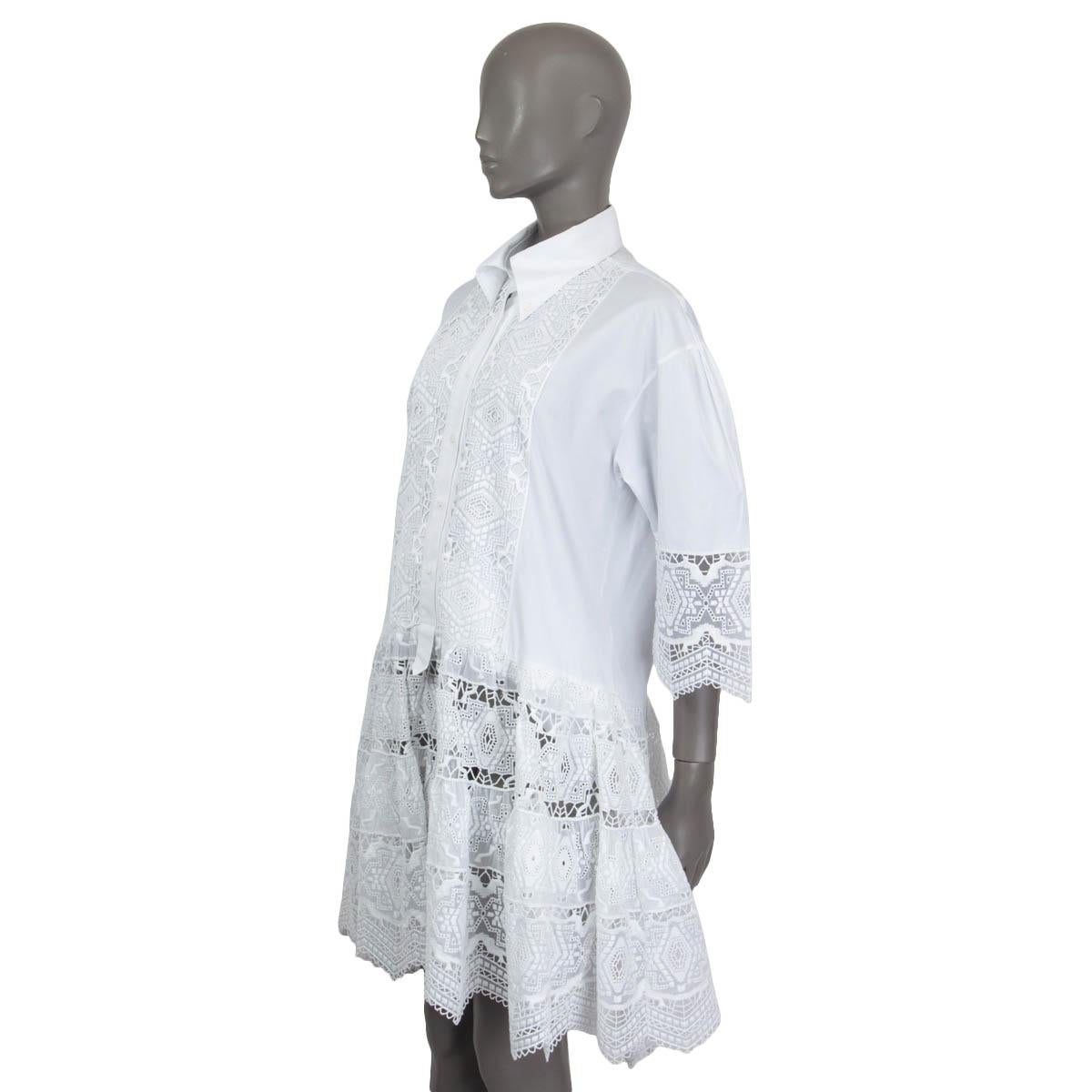 ERMANNO SCERVINO Weißes BRODERIE ANGLAISE SHIRT-Kleid aus Baumwolle 44 L im Zustand „Hervorragend“ im Angebot in Zürich, CH