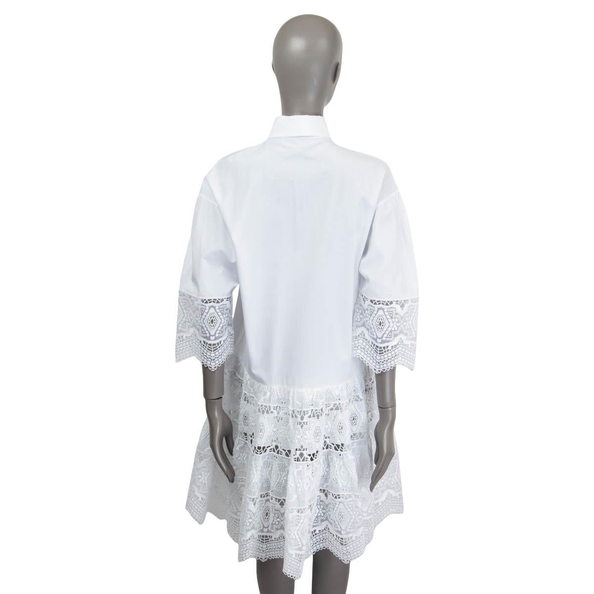 ERMANNO SCERVINO Weißes BRODERIE ANGLAISE SHIRT-Kleid aus Baumwolle 44 L Damen im Angebot