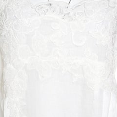 Ermanno Scervino White Floral Embroidered Lace Overlay Long Sleeve Ramie Dress M