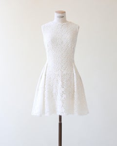 Ermanno Scervino Weißes Häkelspitzen-Babydoll Mini-Hochzeitskleid