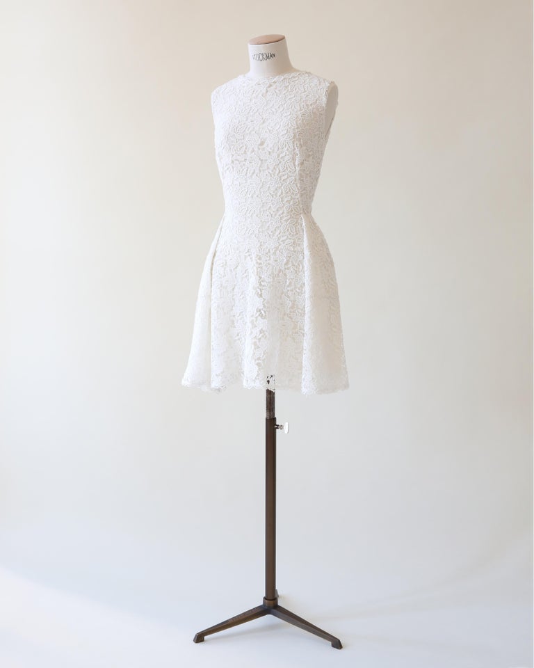 Ermanno Scervino white lace crochet flared babydoll mini wedding dress For  Sale at 1stDibs