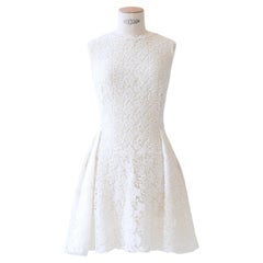 Ermanno Scervino blanco encaje crochet acampanado babydoll mini vestido de novia