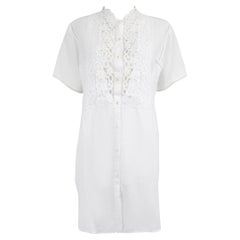 Ermanno Scervino - Robe chemise blanche en lin avec panneaux de dentelle - Taille M