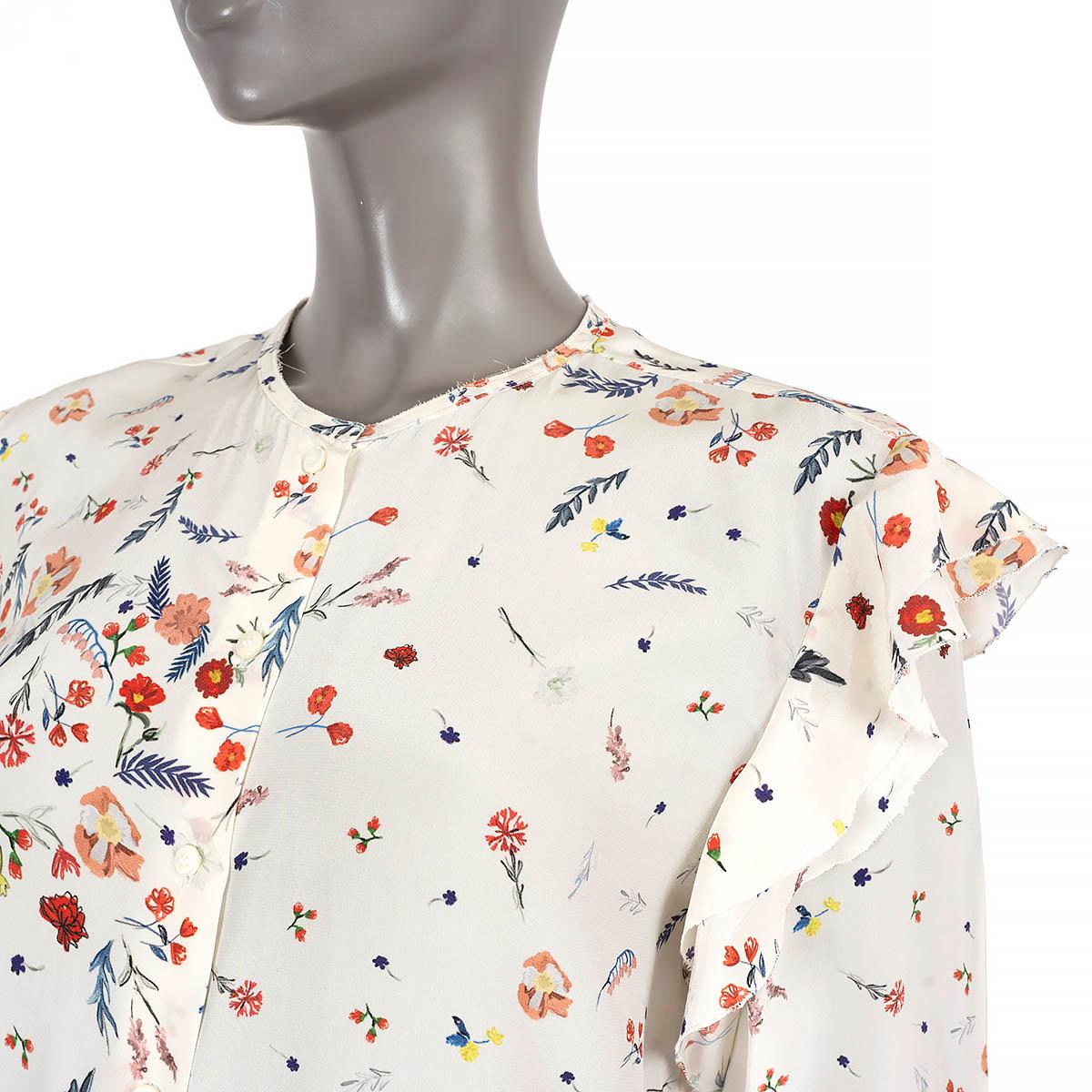 Women's ERMANNO SCERVINO white silk RUFFLED FLORAL Blouse Shirt 42 M For Sale