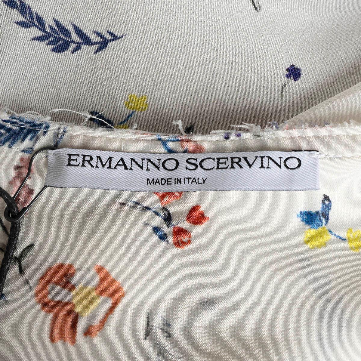 ERMANNO SCERVINO white silk RUFFLED FLORAL Blouse Shirt 42 M For Sale 1