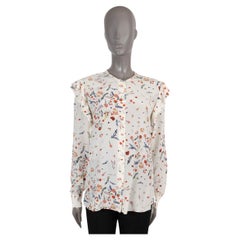 ERMANNO SCERVINO white silk RUFFLED FLORAL Blouse Shirt 42 M