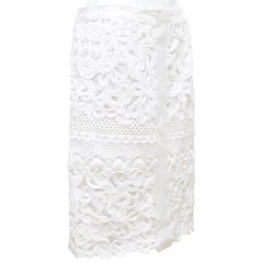 ERMANNO SCERVINO White Skirt Lace Pencil Lined Zipper Sz 40 NWT $1655