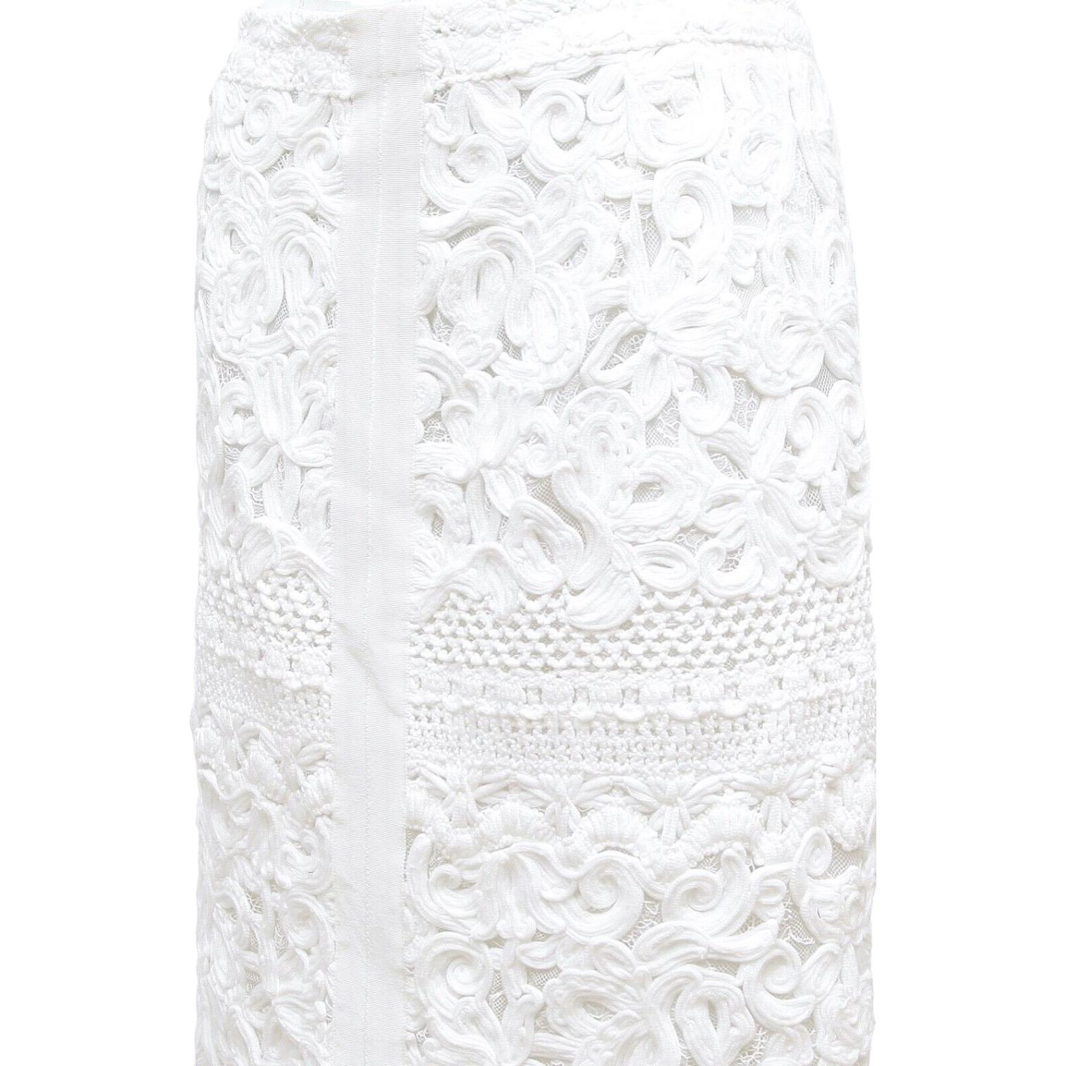 Women's ERMANNO SCERVINO White Skirt Lace Pencil Lined Zipper Sz 40 NWT $1655 For Sale