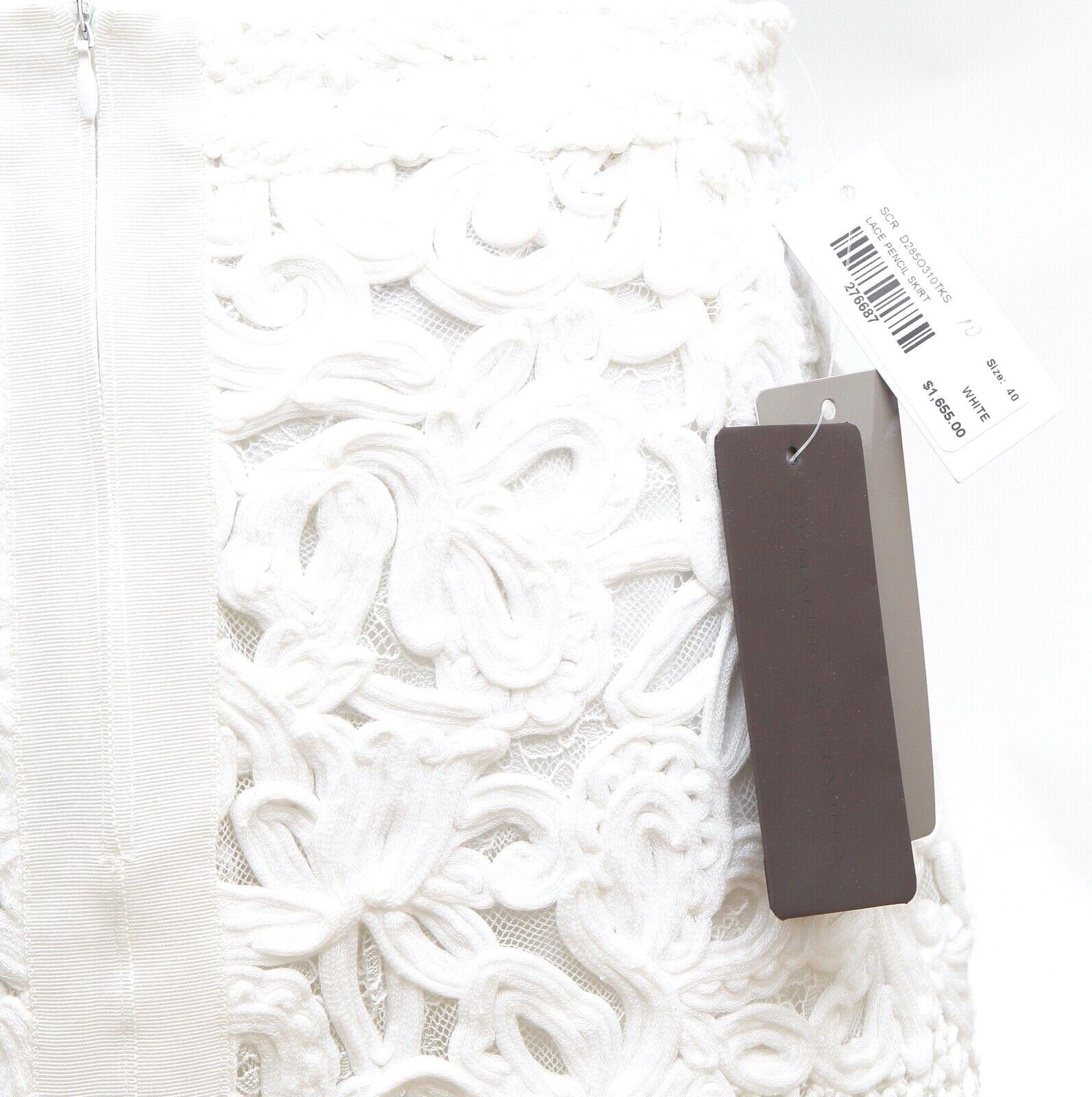 ERMANNO SCERVINO White Skirt Lace Pencil Lined Zipper Sz 40 NWT $1655 For Sale 1