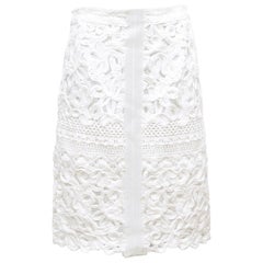 ERMANNO SCERVINO White Skirt Lace Pencil Lined Zipper Sz 40 NWT $1655