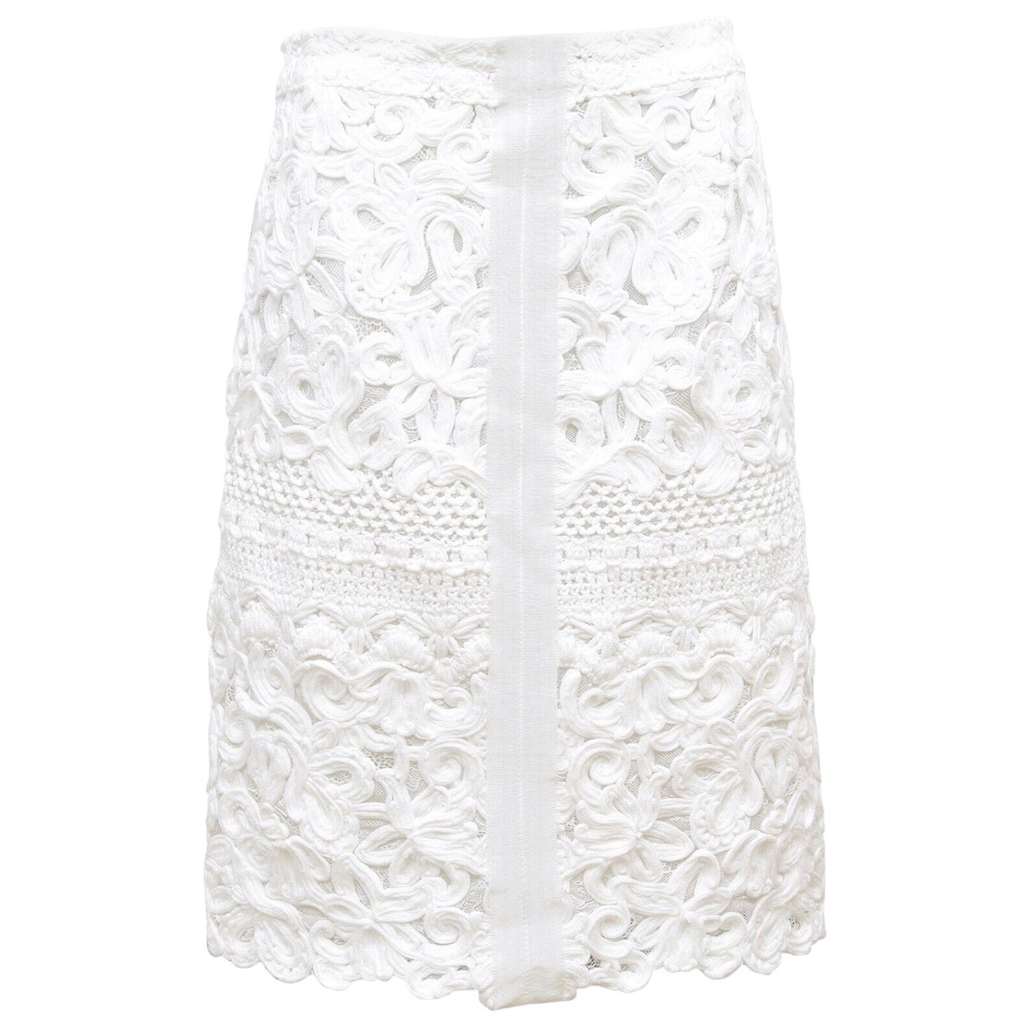 ERMANNO SCERVINO White Skirt Lace Pencil Lined Zipper Sz 40 NWT $1655