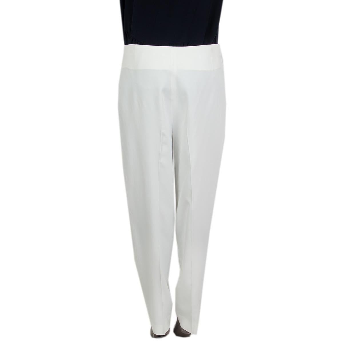 Gray ERMANNO SCERVINO white viscose TAPERED Pants 42 M For Sale