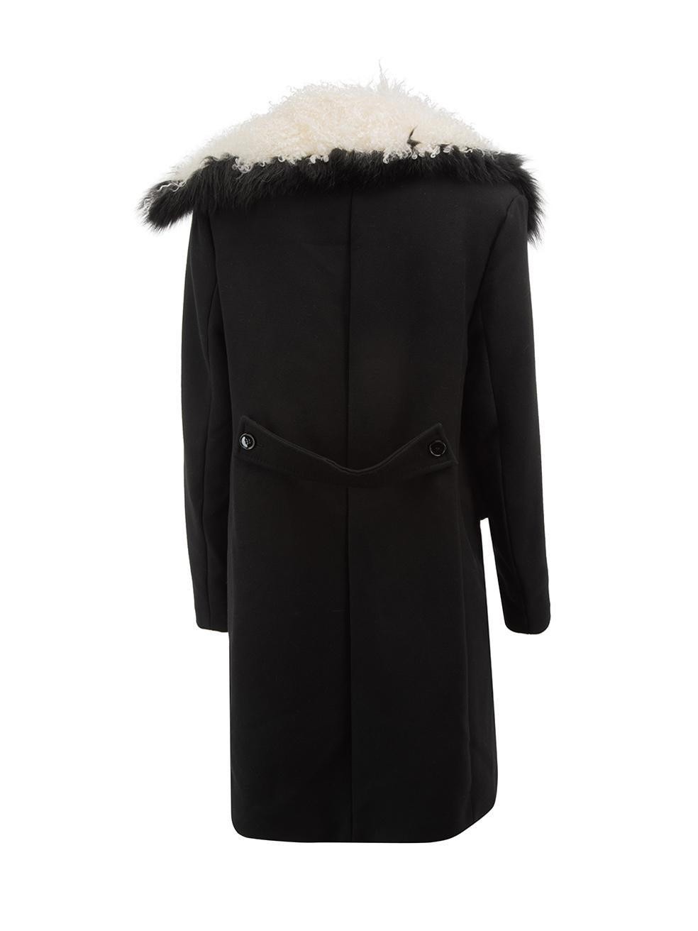 Ermanno Scervino Women's Black Faux Fur Trimmed Collar Coat In Good Condition In London, GB