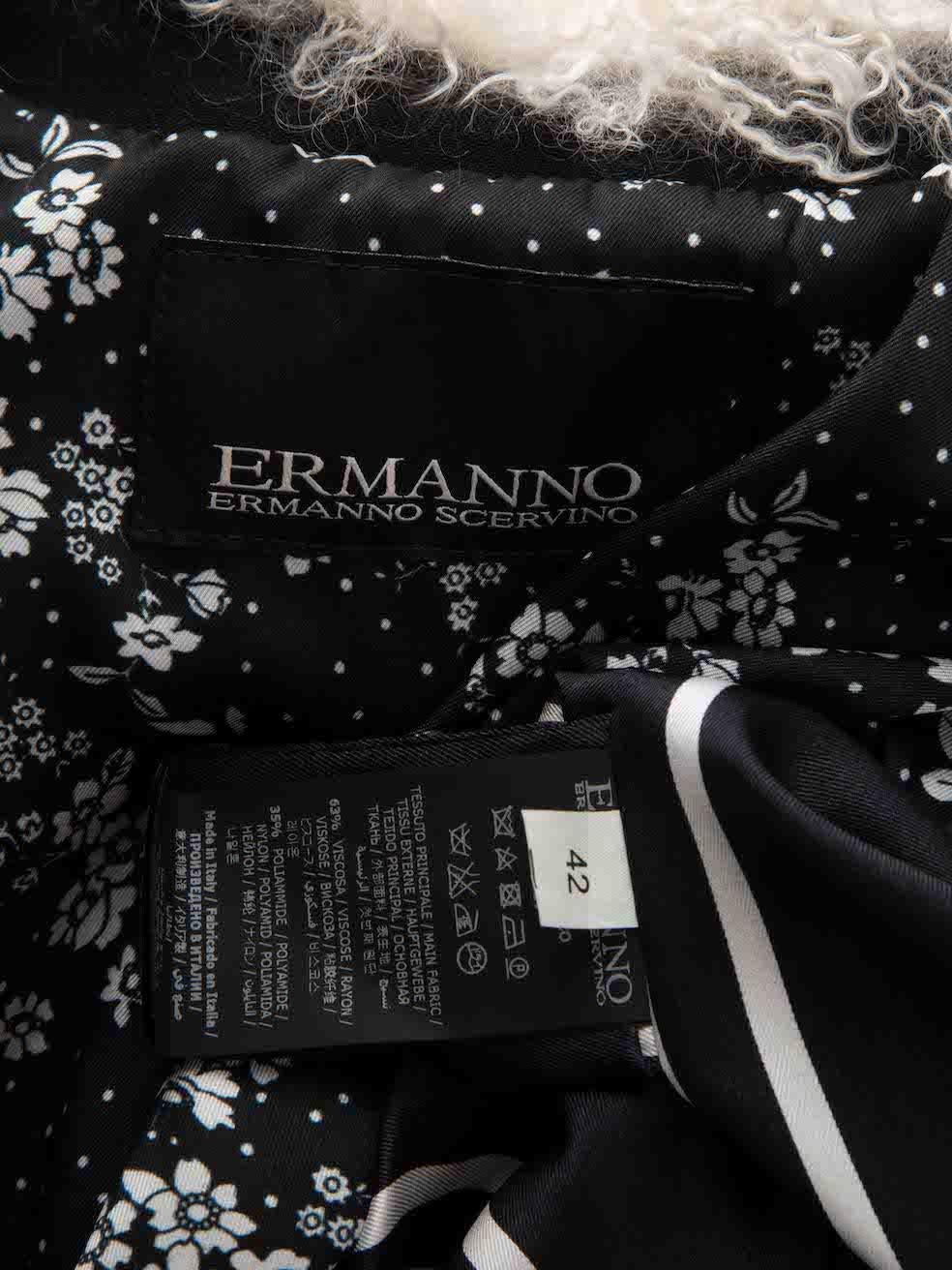 Ermanno Scervino Women's Black Faux Fur Trimmed Collar Coat 1