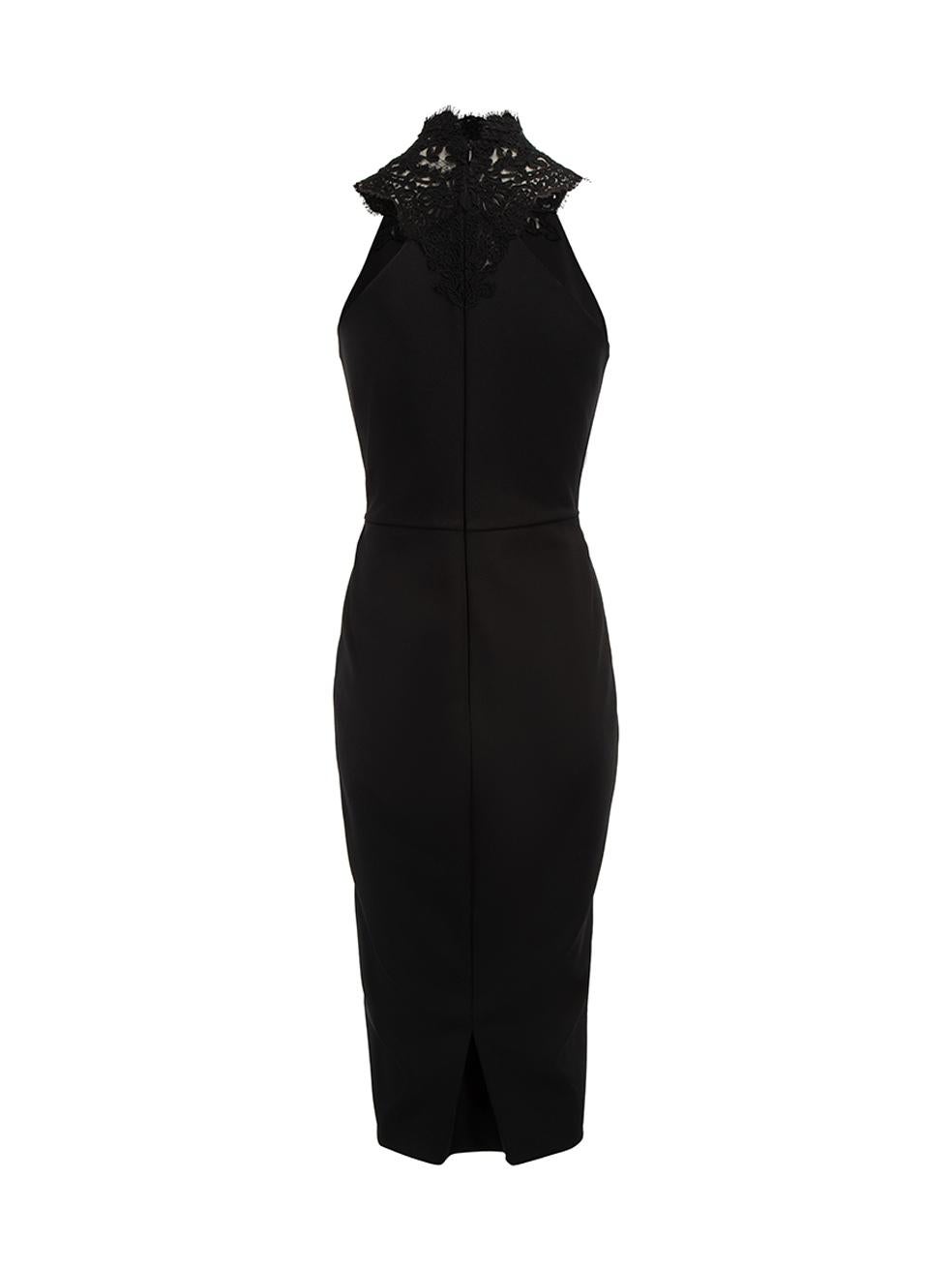 Ermanno Scervino Women's Black Lace Halterneck Midi Dress In New Condition For Sale In London, GB